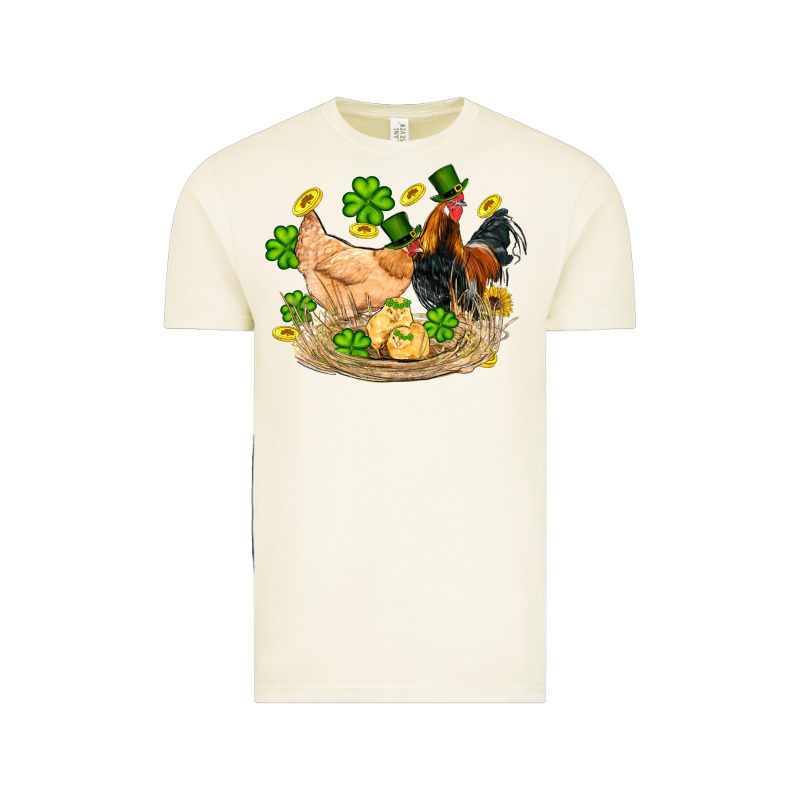 St Patricks Day Farm Chicken Rooster Chick  Shamrock Gold Vintage Tee by Artiststas | Teevron