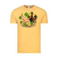 Vintage Mustard st patricks day farm chicken rooster chick  shamrock gold Vintage Tee - Artiststas