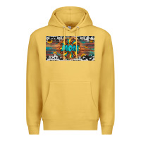 Antique Gold leopard sunflower mom license plate Premium Hoodie - Artiststas