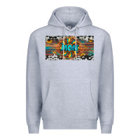 Heather Grey leopard sunflower mom license plate Premium Hoodie - Artiststas