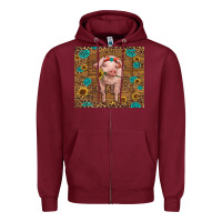 Burgundy baby pig Zipper Hoodie - RanaPortraitStore
