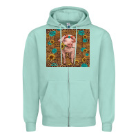 Seafoam baby pig Zipper Hoodie - RanaPortraitStore