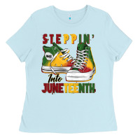 Baby Blue steppin' into juneteenth Ladies Tee - BarkalooDesign