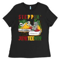 Black steppin' into juneteenth Ladies Tee - BarkalooDesign