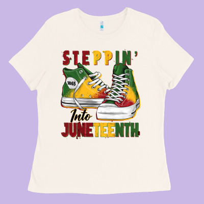 Steppin' Into Juneteenth Ladies Tee Designed By Barkaloodesign