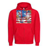 Red American Zipper Hoodie - RanaPortraitStore