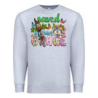 Heather Grey Saved by his grace Premium Sweatshirt - Neo Western