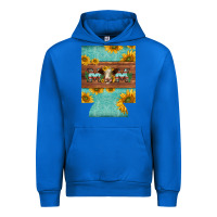 Cobalt mom hereford cattle sunflowers on tooled leather regular can cooler Urban Hoodie - BarkalooDesign