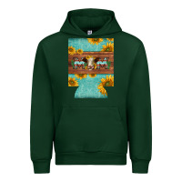 Forest Green mom hereford cattle sunflowers on tooled leather regular can cooler Urban Hoodie - BarkalooDesign