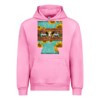Fuchsia Pink mom hereford cattle sunflowers on tooled leather regular can cooler Urban Hoodie - BarkalooDesign
