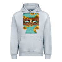 Heather Grey mom hereford cattle sunflowers on tooled leather regular can cooler Urban Hoodie - BarkalooDesign