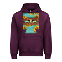 Mauve Wine mom hereford cattle sunflowers on tooled leather regular can cooler Urban Hoodie - BarkalooDesign