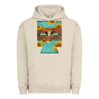 Pigment French Oak mom hereford cattle sunflowers on tooled leather regular can cooler Urban Hoodie - BarkalooDesign