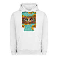 Pigment Lunar Rock mom hereford cattle sunflowers on tooled leather regular can cooler Urban Hoodie - BarkalooDesign