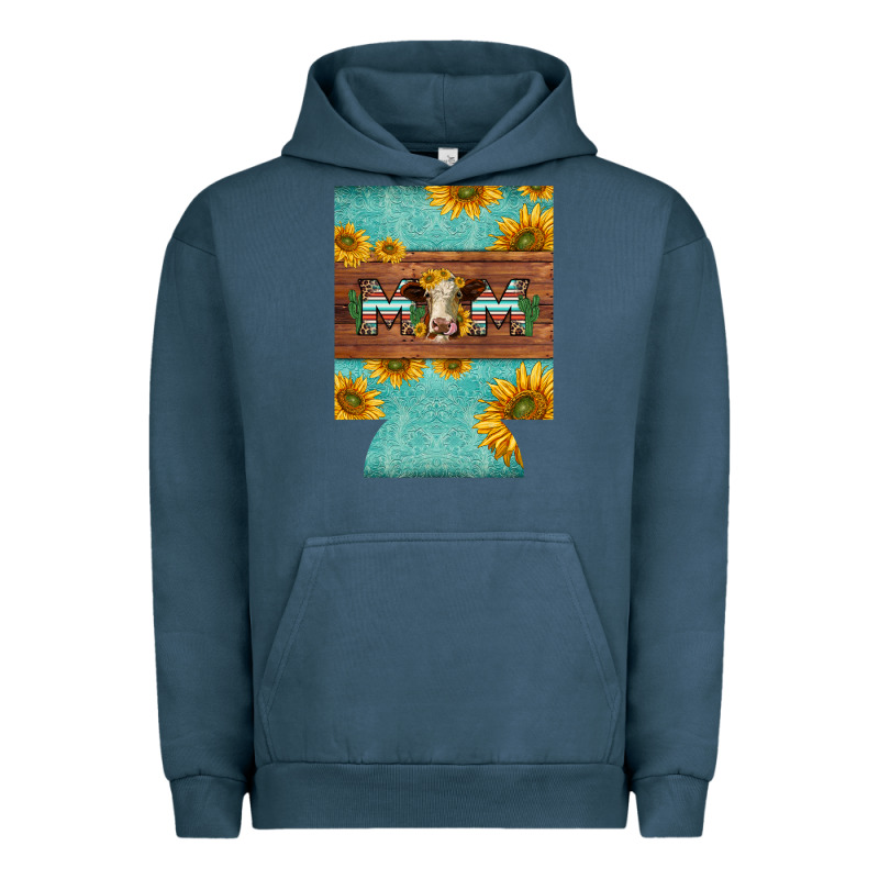 Mom Hereford Cattle Sunflowers On Tooled Leather Regular Can Cooler Urban Hoodie by BarkalooDesign | Teevron