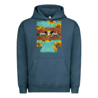 Pigment Midnight Navy mom hereford cattle sunflowers on tooled leather regular can cooler Urban Hoodie - BarkalooDesign
