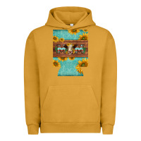 Pigment Peanut Butter mom hereford cattle sunflowers on tooled leather regular can cooler Urban Hoodie - BarkalooDesign
