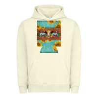 Pigment Pistachio mom hereford cattle sunflowers on tooled leather regular can cooler Urban Hoodie - BarkalooDesign