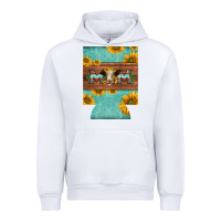 White mom hereford cattle sunflowers on tooled leather regular can cooler Urban Hoodie - BarkalooDesign