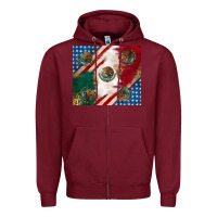 Burgundy American with mexican flag Zipper Hoodie - RanaPortraitStore