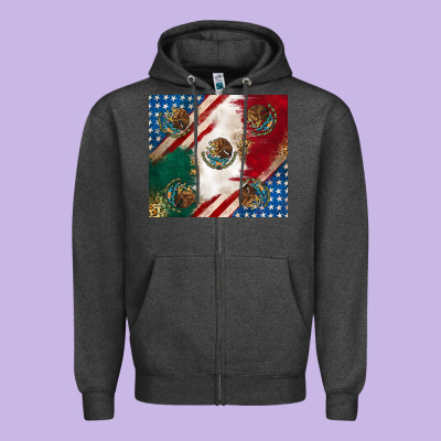 Zipper Hoodie American with mexican flag