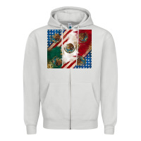 Dove Grey American with mexican flag Zipper Hoodie - RanaPortraitStore