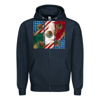 Navy American with mexican flag Zipper Hoodie - RanaPortraitStore