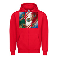 Red American with mexican flag Zipper Hoodie - RanaPortraitStore