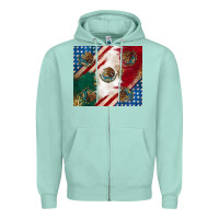 Seafoam American with mexican flag Zipper Hoodie - RanaPortraitStore
