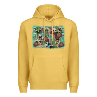 Antique Gold cactus cowboy hat background Premium Hoodie - AdoDesignShop