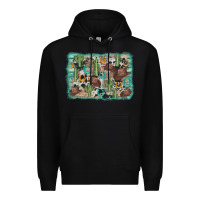 Black cactus cowboy hat background Premium Hoodie - AdoDesignShop