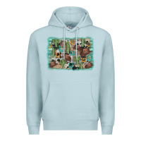 Blue Mist cactus cowboy hat background Premium Hoodie - AdoDesignShop
