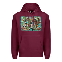 Burgundy cactus cowboy hat background Premium Hoodie - AdoDesignShop