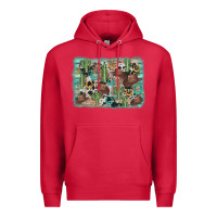 Cardinal cactus cowboy hat background Premium Hoodie - AdoDesignShop