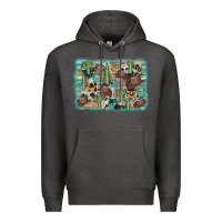Charcoal Heather cactus cowboy hat background Premium Hoodie - AdoDesignShop
