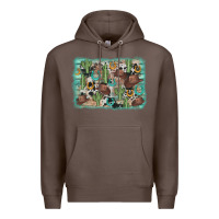 Coffee cactus cowboy hat background Premium Hoodie - AdoDesignShop