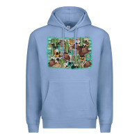 Colony Blue cactus cowboy hat background Premium Hoodie - AdoDesignShop
