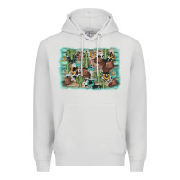Dove Grey cactus cowboy hat background Premium Hoodie - AdoDesignShop