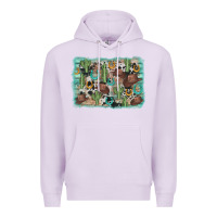 Lilac cactus cowboy hat background Premium Hoodie - AdoDesignShop