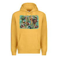 Mustard cactus cowboy hat background Premium Hoodie - AdoDesignShop