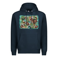 Navy cactus cowboy hat background Premium Hoodie - AdoDesignShop