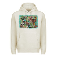 Oatmeal Heather cactus cowboy hat background Premium Hoodie - AdoDesignShop