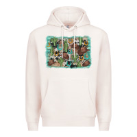 Pale Pink cactus cowboy hat background Premium Hoodie - AdoDesignShop