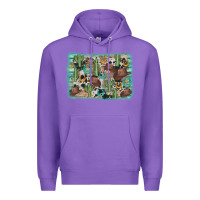 Purple cactus cowboy hat background Premium Hoodie - AdoDesignShop