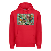 Red cactus cowboy hat background Premium Hoodie - AdoDesignShop