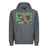 Rock cactus cowboy hat background Premium Hoodie - AdoDesignShop