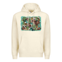 Sandshell cactus cowboy hat background Premium Hoodie - AdoDesignShop