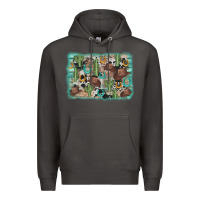 Smoke cactus cowboy hat background Premium Hoodie - AdoDesignShop