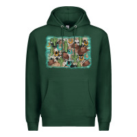 Sports Green cactus cowboy hat background Premium Hoodie - AdoDesignShop