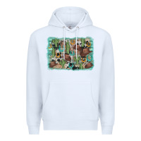 White cactus cowboy hat background Premium Hoodie - AdoDesignShop